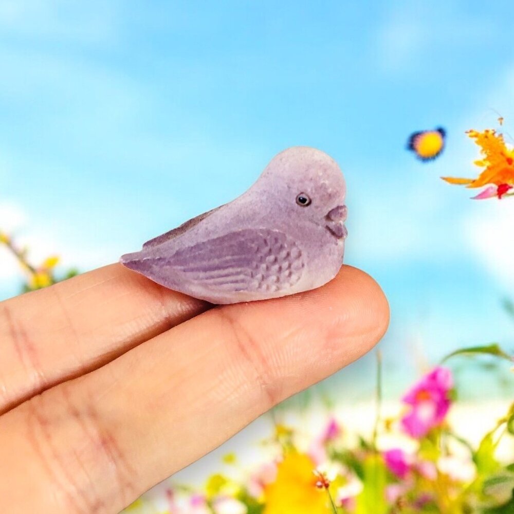 VTG Hand painted Scotland Mini Dusted Purple Clay Pottery BIRD Figurine Cottage